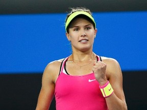 Eugenie Bouchard of Canada celebrates winning against Anna-Lena Friedsam of Germany after their women's singles first round match at the Australian Open 2015 tennis tournament in Melbourne January 19, 2015. (REUTERS/Athit Perawongmetha)