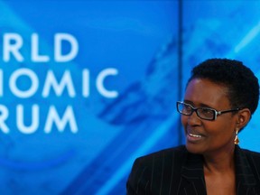 Winnie Byanyima, executive director of Oxfam International, attends a session at the annual meeting of the World Economic Forum (WEF) in Davos January 22, 2014.                  REUTERS/Denis Balibouse