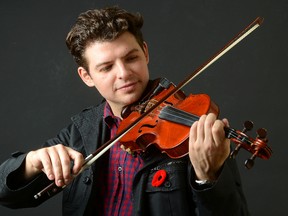 Canadian and U.S, national fiddle champ Shane Cook and fellow Western grad Jake Charron, a guitarist and pianist, will perform March 10 at Aeolian Hall with U.S. bluegrass stars The Kruger Brothers. (MORRIS LAMONT / THE LONDON FREE PRESS)