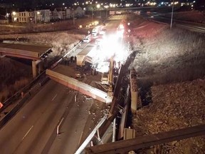 An overpass collapsed in Cincinnati killing a construction worker Tuesday, Jan. 20. (Cincinnati Fire Department Facebook)