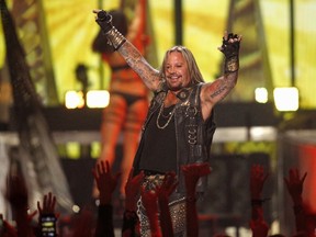 Motley Crue lead singer Vince Neil performs during the 2014 iHeartRadio Music Festival in Las Vegas last September. The band will play MTS Centre on Aug. 3.  (REUTERS/Steve Marcus file photo)