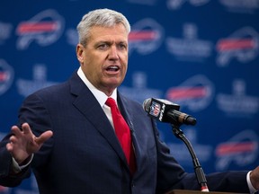 Rex Ryan speaks at a press conference announcing his arrival as head coach of the Bills on Jan. 14, 2015 at Ralph Wilson Stadium in Orchard Park, New York. (Brett Carlsen/Getty Images/AFP)