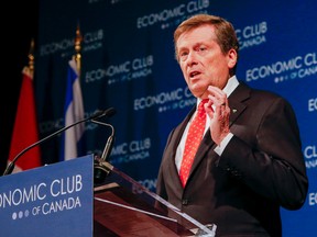 Mayor John Tory is pictured during his address to the Economic Club of Canada. (DAVE THOMAS, Toronto Sun)