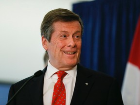Mayor John Tory delivered his first budget at City Hall on Tuesday. (STAN BEHAL, Toronto Sun)