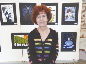 Pictured here is Nida Home-Doherty, an instructor in the dual credit program offered by Fanshawe College. The various merits of the program were highlighted last Tuesday at an art exhibit held at the REACH Huron centre in Clinton.