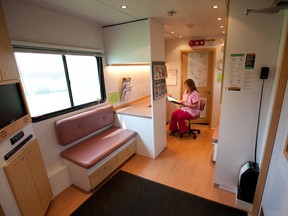 The interior of a mobile mammography trailer. Photo provided by Alberta Health Services.