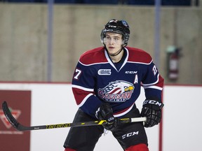 Saginaw Spirit forward Mitchell Stephens figures he can help improve on his spot in the NHL central scouting’s mid-term rankings at the CHL prospects game. (Bob Tymczyszyn/QMI Agency)