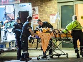 A 19-year-old man was rushed to hospital suffering from a gunshot wound after an attempted robbery in Etobicoke. (VICTOR BIRO/Special to the Sun)