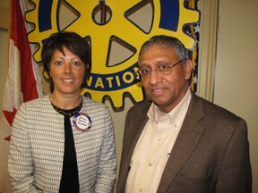 Reaume-Zimmer and Dr. Chandrasena at Chatham Rotary