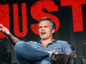 Actor Timothy Olyphant speaks at the "Justified" panel during the Television Critics Association (TCA) Winter Press Tour in Pasadena, California January 18, 2015.   REUTERS/David McNew