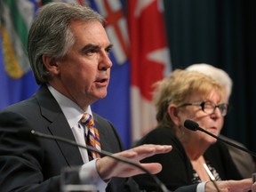 Alberta Premier Jim Prentice speaks to the media after he signed the Memorandum of Understanding (MOU) that will see a revised Municipal Government Act (MGA) in place in 2016. The Premier joined Municipal Affairs Minister Diana McQueen, Alberta Urban Municipalities Association's President Helen Rice and Alberta Association of Municipal Districts and Counties President Al Kemmere for the signing at the McDougall Centre in downtown Calgary, Alta. on Thursday January 22, 2015. Stuart Dryden/Calgary Sun/QMI Agency