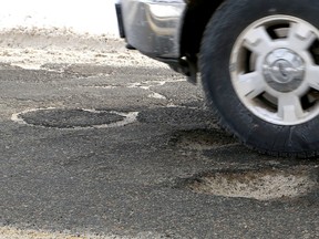 JOHN LAPPA/THE SUDBURY STAR
As many Sudbury drivers know, potholes dot Maley Drive.
