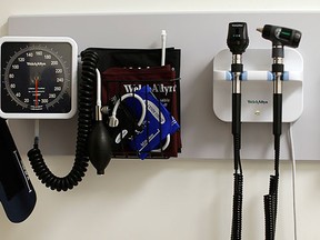 Medical equipment is pictured on the wall of an examination room. (REUTERS/Mike Blake)