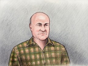 Ian Bush will spent another month undergoing a psychiatric assessment, an Ottawa judge ruled Friday. He is charged in the home invasion and attempted murder of 101-year-old war veteran Ernest Cote. 
Sketch by Laurie Foster-MacLeod (Ottawa Sun/QMI AGENCY)