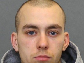 Dustin Macbeth, 22, of Toronto, faces an assortment of human trafficking related offences for allegedly forcing a woman, 19, into prostitution at a Sarnia hotel. (Toronto Police handout photo)