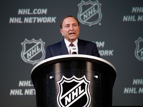 NHL Commissioner Gary Bettman speaks during a press conference as part of the 2015 NHL All-Star Weeknd at the Nationwide Arena on January 24, 2015 in Columbus, Ohio.  Gregory Shamus/Getty Images/AFP