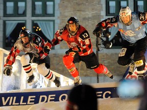 Gabe Andre (#30) in the Red Bull Crashed Ice event in Quebec City, March 2011. photo by KARL TREMBLAY/Journal de Quebec/QMI