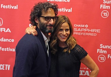 Actors Jason Mantzoukas and Andrea Savage attend the premiere of "Sleeping with Other People" at the Sundance Film Festival in Park City, Utah, January 24, 2015.  REUTERS/Jim Urquhart