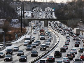 Motorists are pictured making their way along a Don Valley Parkway during a recent morning rush hour. (MICHAEL PEAKE, Toronto Sun)