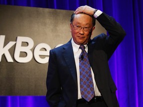 BlackBerry Ltd. chairman and CEO John Chen speaks at the BlackBerry Security Summit in New York, in this July 29, 2014 file photo.  REUTERS/Mike Segar/Files