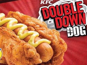 KFC introduces hot dog wrapped in fried chicken. (Supplied)