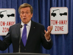 Toronto Mayor John Tory gives update on tagging and towing at Toronto City Hall on Monday, January 26, 2015. (Dave Thomas/Toronto Sun)