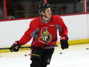 Chris Neil practises with the Senators at Canadian Tire Centre earlier this year. (Chris Hofley/Ottawa Sun)