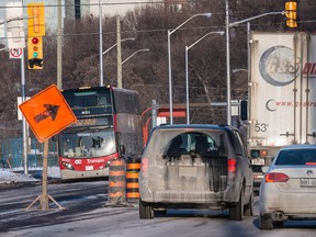 Lane reductions along a stretch of Albert St. are the latest hassle for Ottawa drivers. With LRT construction continuing for two more years, the city says our worst gridlock problems are still ahead. (ERROL McGIHON Ottawa Sun)