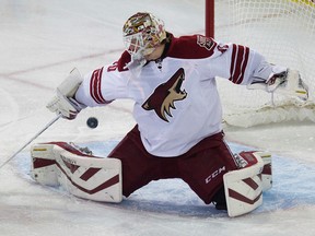 Devan Dubnyk, shown here as a member of the Coyotes at Rexall Place in December, was traded to the Wild in the new year. (David Bloom, Edmonton Sun)