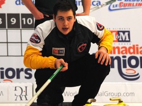 Sudbury’s Tanner Horgan, representing the Idylwylde, picked up a big win over P.E.I. on Tuesday afternoon to advance to a tie-breaker at the M&M 2015 Canadian Juniors curling championship in Corner Brook, Nfld.
