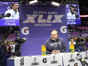 Patriots coach Bill Belichick answers a question during media day yesterday in Phoenix. (USA TODAY SPORTS)