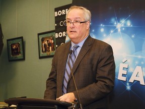 JOHN LAPPA/THE SUDBURY STAR
Pierre Riopel, president of College Boreal, makes a point at the launch of Boreal's 2015-20 strategic plan at the Sudbury campus on Tuesday.