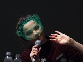 Singer Bjork speaks during a panel discussion at the 2012 Armory Show art fair in New York March 8, 2012. REUTERS/Lucas Jackson