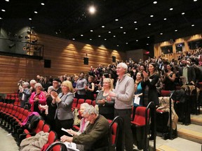 The audience at the Wolf Performance Hall applauds during the 13th annual Brickenden Awards Jan 26, 2015 (Photo courtesy of Richard Gilmore).