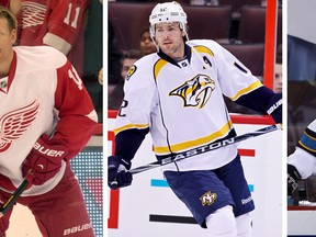 From left to right, Daniel Alfredsson, Mike Fisher and Dany Heatley all made big returns to Ottawa over the years. SUN FILES