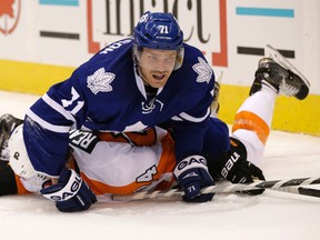 David Clarkson, who so far hasn’t panned out as hoped in Toronto, had 145 penalty minutes in 108 games with the Leafs as of Tuesday. (Craig Robertson/Toronto Sun)