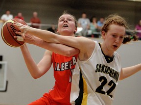 Alberta and Saskatchewan battled for bronze last year at the U17 girls'  national championship at the Saville Community Sport Centre, which will host the 2015 U17 and U19 girls national championships. (David Bloom, Edmonton Sun)