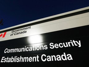 A sign is pictured outside the Communications Security Establishment headquarters in Ottawa, Jan. 28, 2015. (CHRIS WATTIE/Reuters)