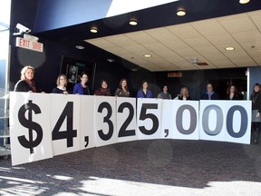 Ben Leeson/The Sudbury Star
United Way's two-year total for its three-year campaign is displayed at the 2014 United Way Campaign Celebration in the atrium at Science North on Wednesday.