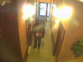 Three people have been arrested in this theft caught by surveillance camera of Kelly's Bar in Selkirk last month. (RCMP HANDOUT PHOTO)