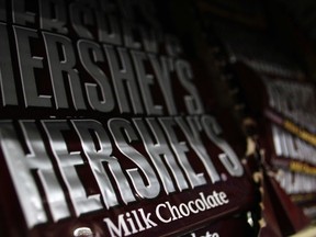 Hershey's chocolate bars are displayed at a gas station in Phoenix, Arizona, in an October 27, 2011 file photo (REUTERS/Joshua Lott)