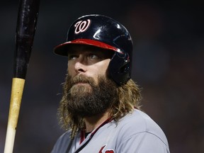 Right fielder Jayson Werth #28 of the Washington Nationals waits in the batter's box during the game against the Atlanta Braves at Turner Field on September 16, 2014. (Mike Zarrilli/Getty Images/AFP)