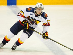 Erie Otters captain Connor McDavid skates during the warmup before an Ontario Hockey League against the host Peterborough Petes Thursday night. (Clifford Skarstedt/QMI Agency)