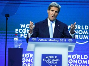 U.S. Secretary of State John Kerry makes a special address at the World Economic Forum in the Swiss mountain resort of Davos on Jan. 23. (Reuters)