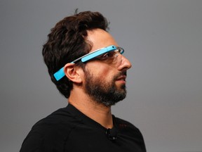 Sergey Brin, CEO and co-founder of Google, wears a Google Glass during a product demonstration during Google I/O 2012 at Moscone Center in San Francisco, California in this June 27, 2012 file photo. REUTERS/Stephen Lam/Files