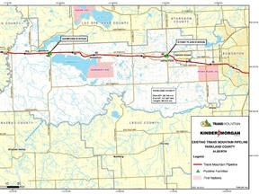 TransMountain Pipeline map. - Image Supplied