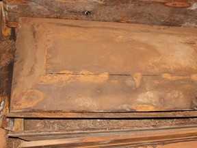 The coffin of Lee Harvey Oswald is shown in this publicity photo released to Reuters December 17, 2010. REUTERS/Nate D. Sanders Auctions/Handout/Files