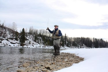 Neil casts a line on the Red Deer River tailwater. (Neil Waugh photo)