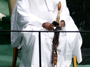 Al Hadji Yahya Jammeh, President of the Republic of the Gambia, addresses the 69th United Nations General Assembly at the U.N. headquarters in New York September 25, 2014.          REUTERS/Lucas Jackson