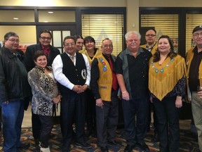 Earl Barish and Chief Ron Evan join members of the Norway House Cree Nation Band Council, and other stakeholders, in announcing Salisbury House will open a restaurant in Norway House.